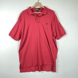 Ralph Lauren Vintage‎ Salmon Pink Short Sleeve Cotton Polo Top Shirt Mens XL